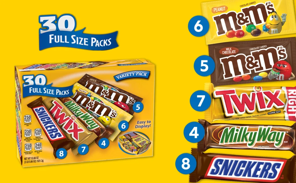 M&M's, Snickers and More Chocolate Candy Bars, Variety Pack, 30-count