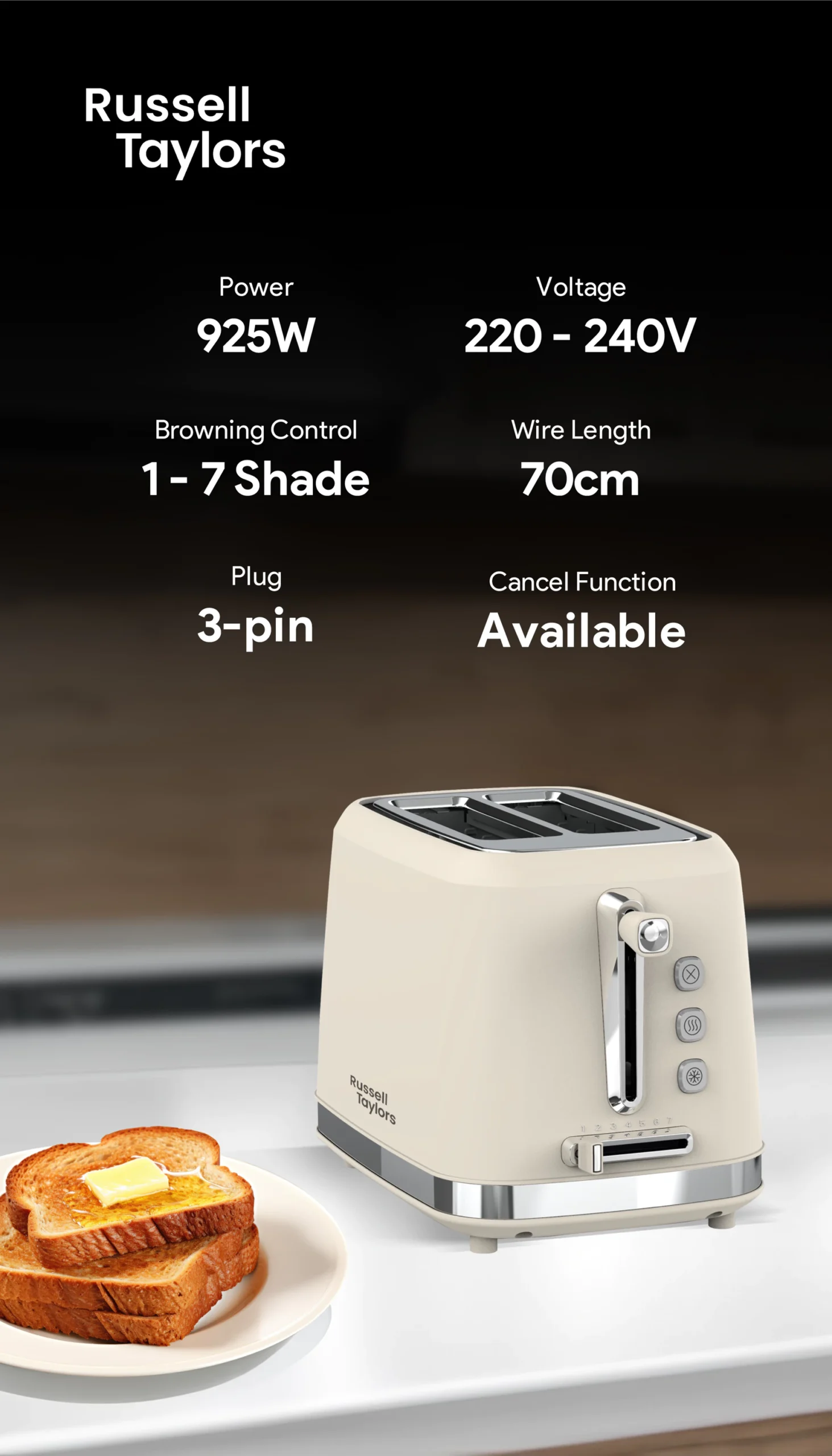Russell Taylors Retro Toaster RT-10 – 7 Models, 2-Year Warranty