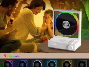 HOTT C229 Retro HIFI CD Player Two-way Bluetooth RGB Dazzling Colour Light Effect Rechargeable Music Player Built-in Speaker TF Card Input