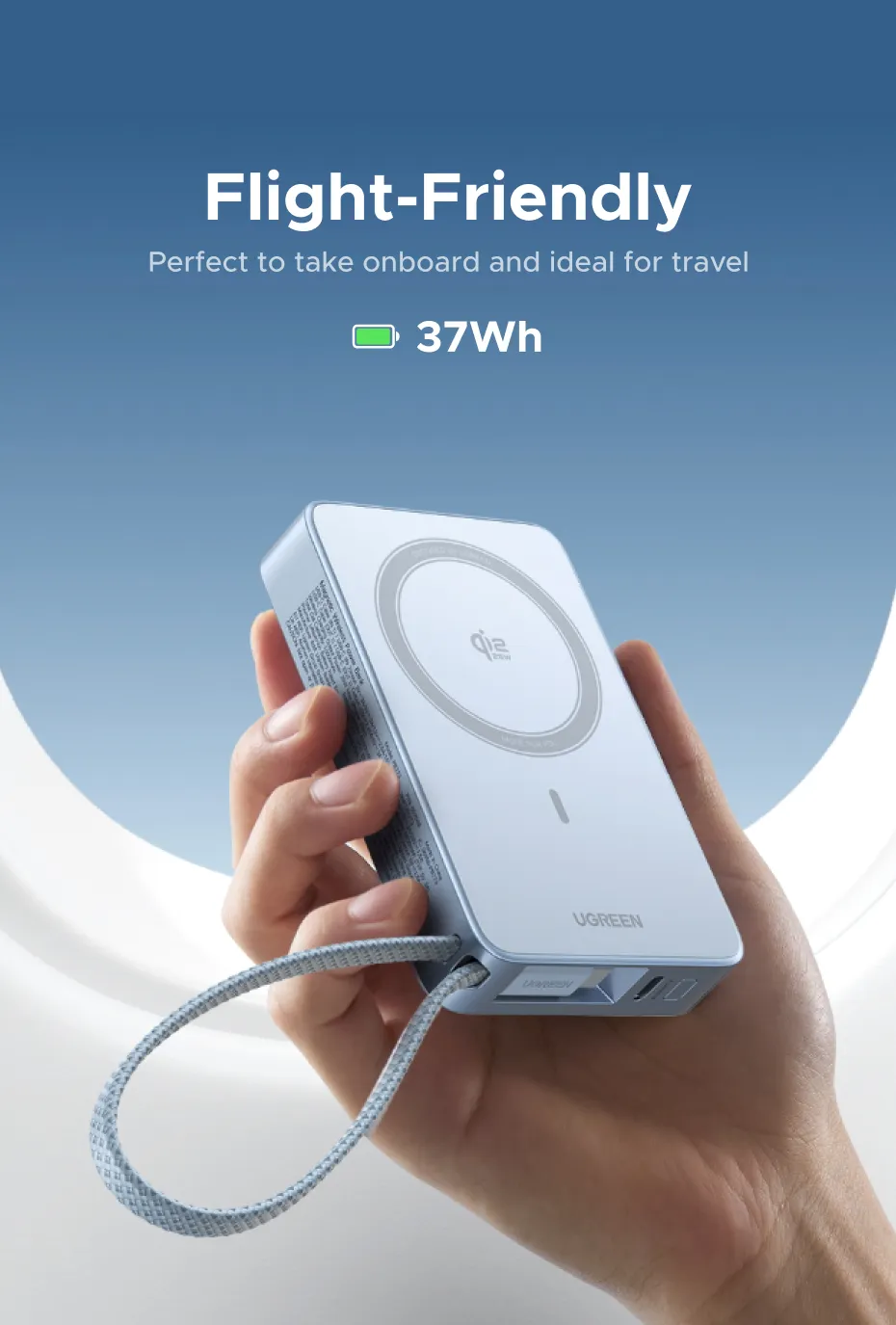 UGREEN 10000mAh Qi2 25W Magsafe Wireless Fast-Charging Power Bank with Built-in Type-C Cable – Compatible with iPhone 17 Series and iPhone 16 Pro Max (Qi2.2 Version)