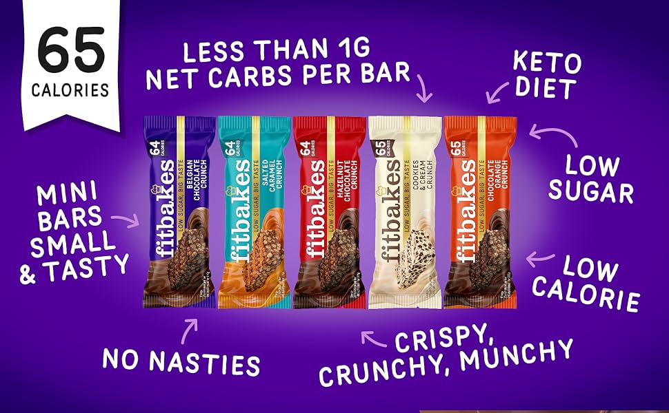 【Flash Sale】Fitbakes Gifts Diabetic Chocolate Gift Box (14x19g) Crunchy Mini Chocolate Keto Snack Bars, Sweet Diabetic Biscuit Food Treats Hamper, 65 Calories, Low Calorie Snack For Women & Men, Fit Bake