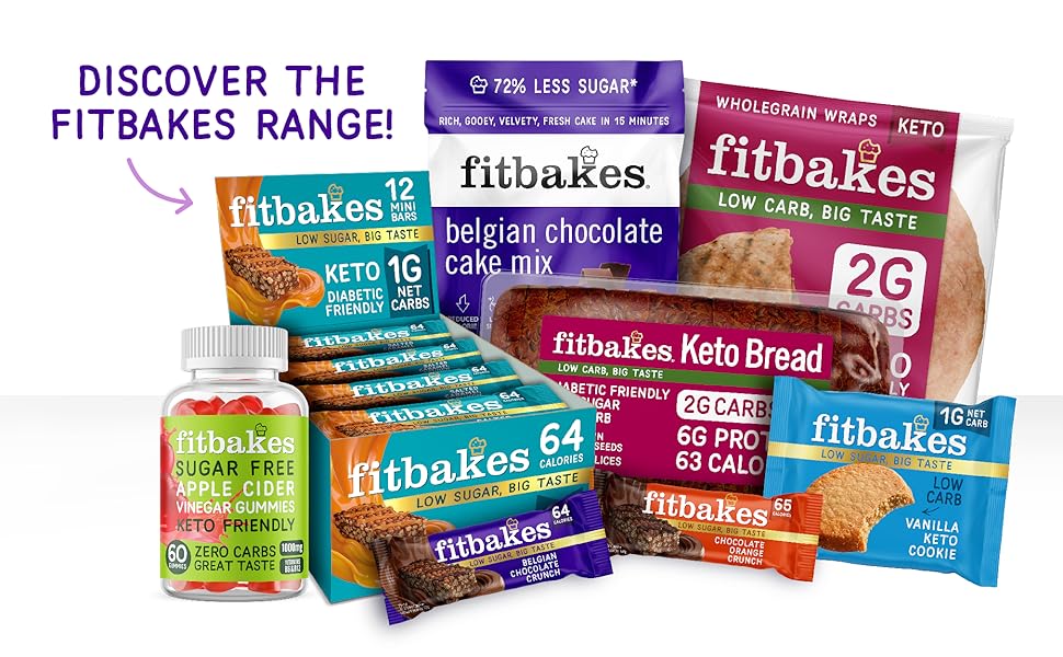 【Flash Sale】Fitbakes Gifts Diabetic Chocolate Gift Box (14x19g) Crunchy Mini Chocolate Keto Snack Bars, Sweet Diabetic Biscuit Food Treats Hamper, 65 Calories, Low Calorie Snack For Women & Men, Fit Bake