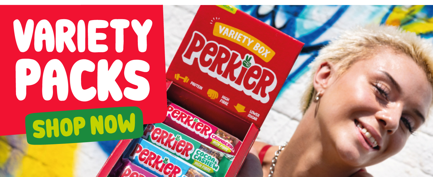 【Limited-Time Offer】Perkier Assorted Pack (18 Bars) – Vegan, Gluten-Free, High-Protein, Low-Sugar, Healthy Snack for Adults, Low-Calorie, Halal-Certified, Breakfast Bars, High-Fiber, Nuts & Grains, Gut-Friendly, Multi-Pack, Plant-Based