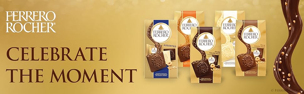 Ferrero Rocher Premium Hazelnut Milk chocolate squares. Valentine's Day Chocolate Gifts. ​10 Pieces. 3.7 oz