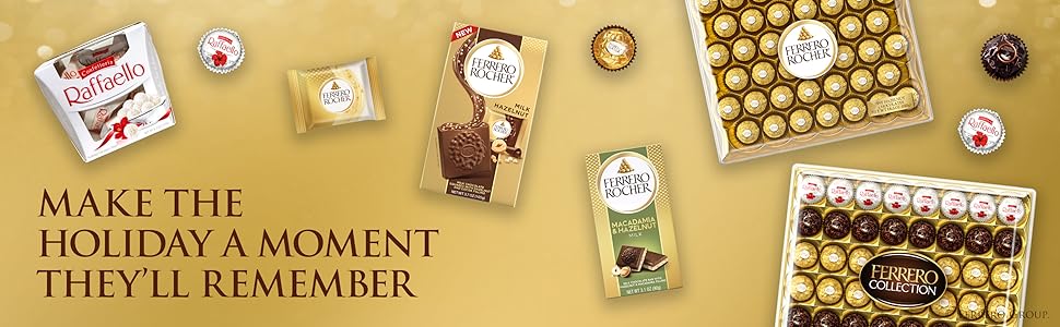 Ferrero Rocher Premium Hazelnut Milk chocolate squares. Valentine's Day Chocolate Gifts. ​10 Pieces. 3.7 oz