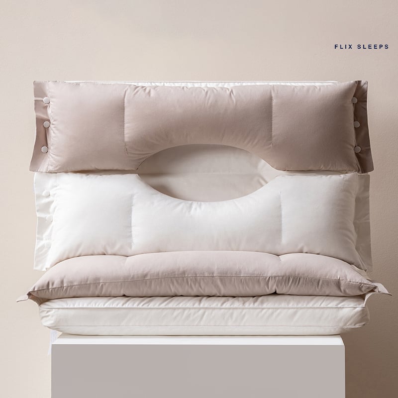 Flixsleeps Cotton Neck Pillow Sleeping Pillow Double-layer Removable Pillow Core