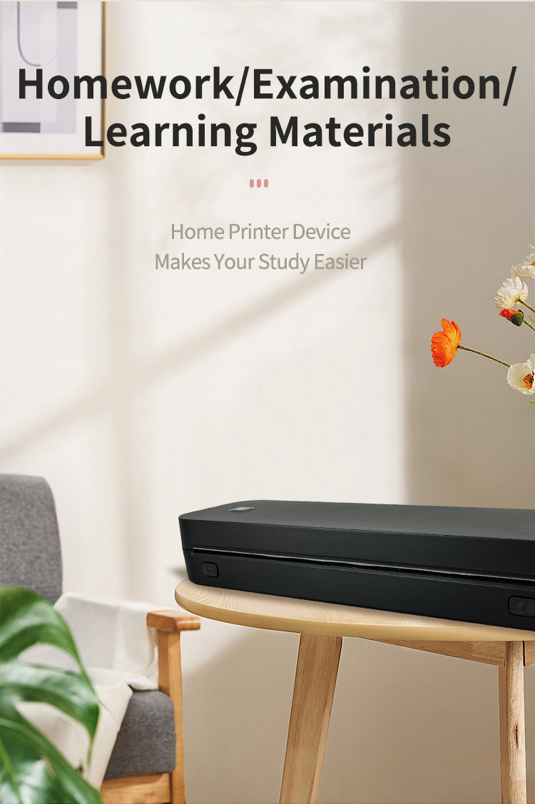 Home A4 Portable Printer. OEM Bluetooth Inkless Document/Exam Paper Self-adhesive Thermal Printer