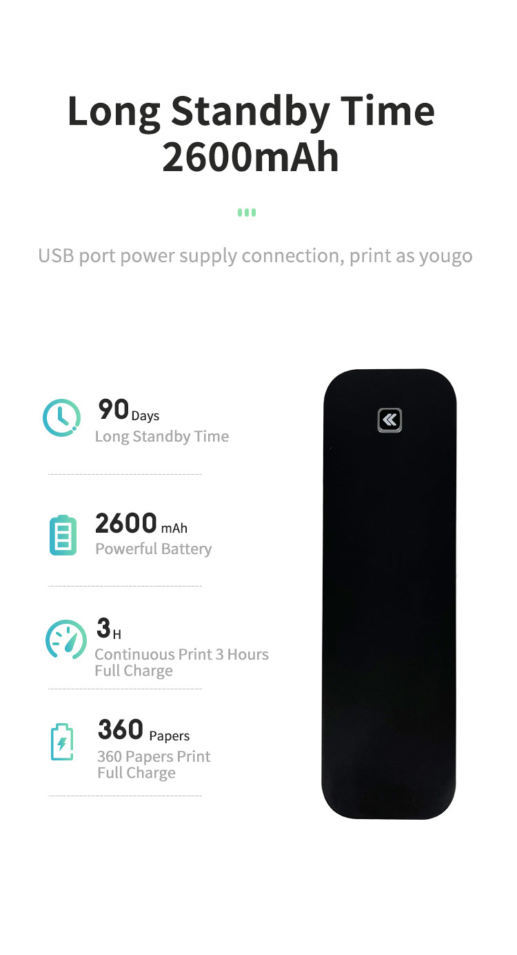 Home A4 Portable Printer. OEM Bluetooth Inkless Document/Exam Paper Self-adhesive Thermal Printer