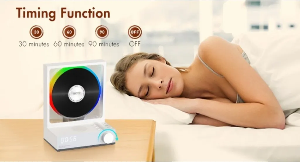 HOTT C229 Retro HIFI CD Player Two-way Bluetooth RGB Dazzling Colour Light Effect Rechargeable Music Player Built-in Speaker TF Card Input