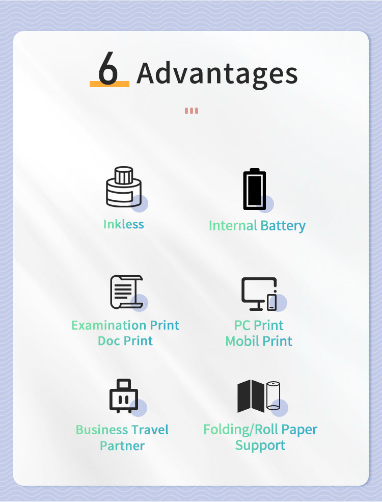 Home A4 Portable Printer. OEM Bluetooth Inkless Document/Exam Paper Self-adhesive Thermal Printer