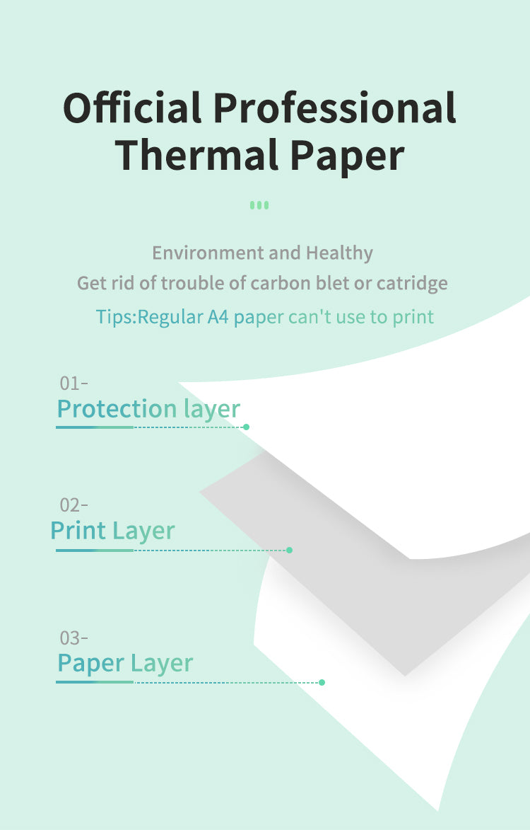 Home A4 Portable Printer. OEM Bluetooth Inkless Document/Exam Paper Self-adhesive Thermal Printer