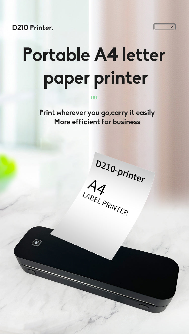 Home A4 Portable Printer. OEM Bluetooth Inkless Document/Exam Paper Self-adhesive Thermal Printer