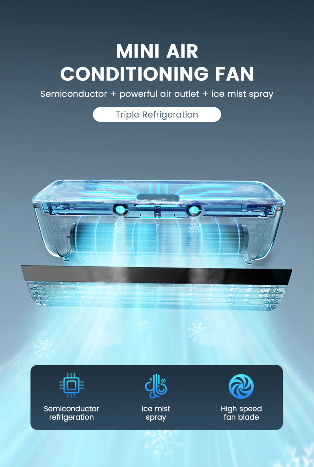 New type of wall-mounted cooling fan. high-power rechargeable fan. household air cooler. portable electric table fan