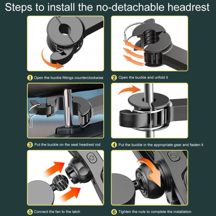 Dual-head fan for rear car headrests. brushless motor. USB-powered. creative and practical for car interiors.