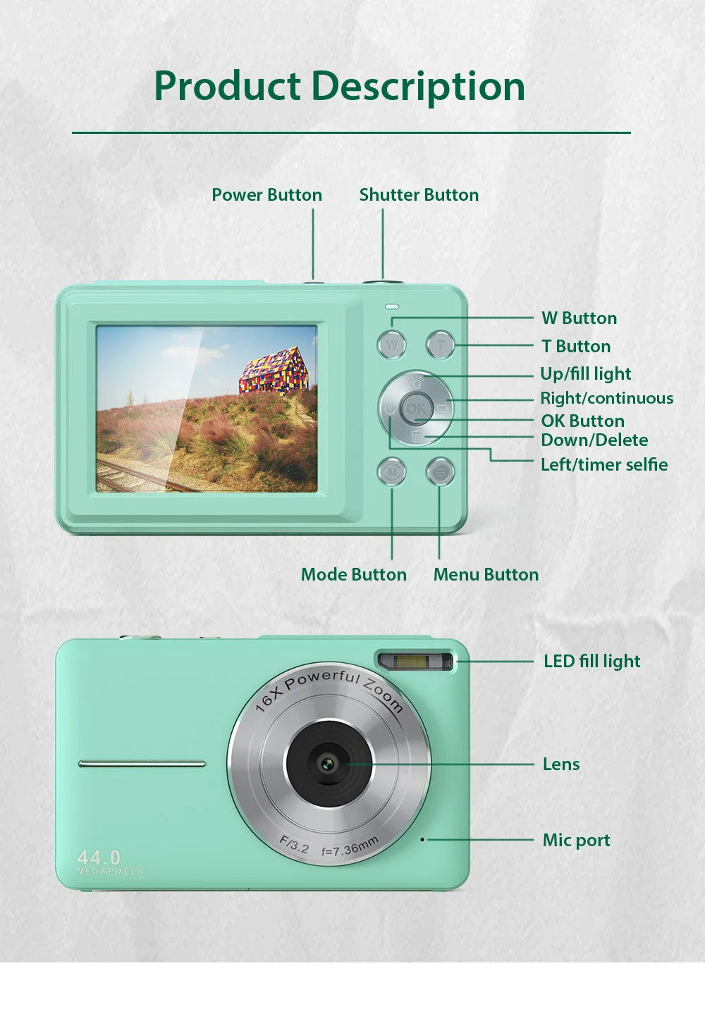 Home HD Digital Camera Mini Camera Beauty Selfie Camera - Special offer pink single item