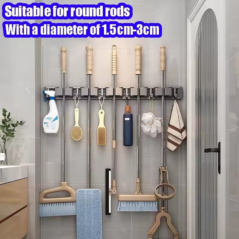 Mop wall-mounted clips. no-drill hooks. broom holders. balcony and bathroom storage racks