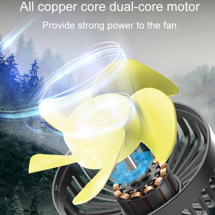 Dual-head fan for rear car headrests. brushless motor. USB-powered. creative and practical for car interiors.