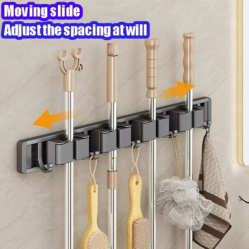 Mop wall-mounted clips. no-drill hooks. broom holders. balcony and bathroom storage racks
