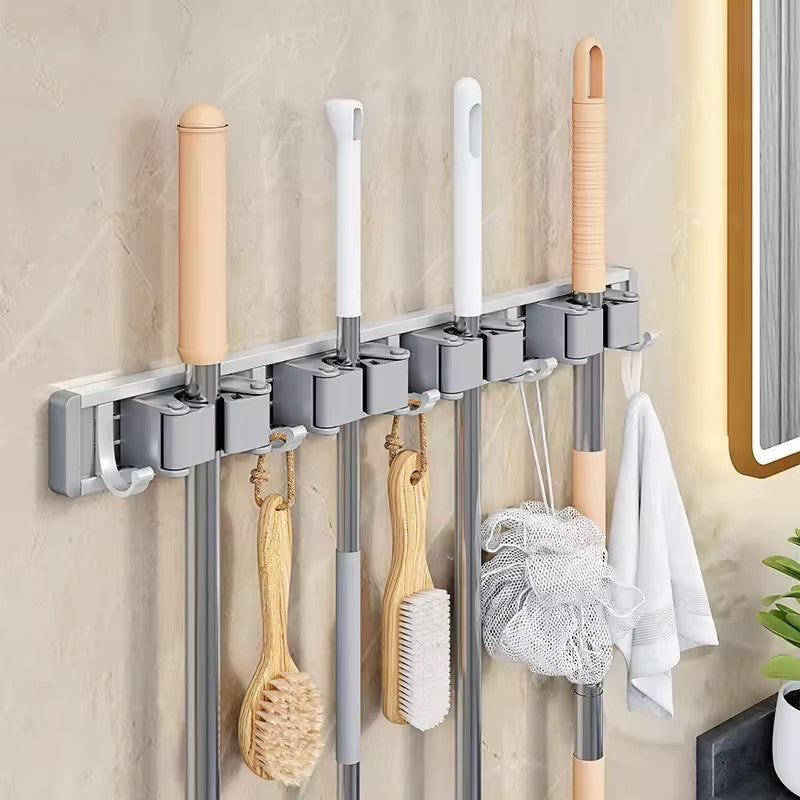 Mop wall-mounted clips. no-drill hooks. broom holders. balcony and bathroom storage racks